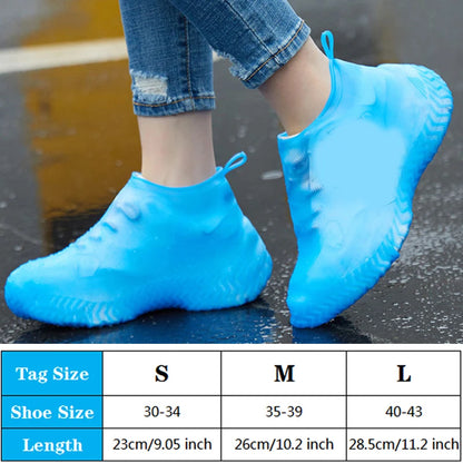 1Pair Reusable Waterproof Rain Shoes Covers Silicone Outdoor Rain Boot Overshoes Walking Shoes Accessories Reusable Shoe Cover