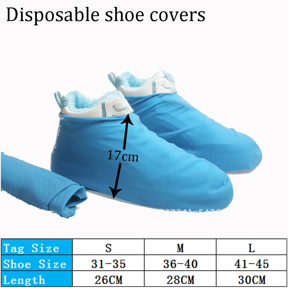 1Pair Reusable Waterproof Rain Shoes Covers Silicone Outdoor Rain Boot Overshoes Walking Shoes Accessories Reusable Shoe Cover