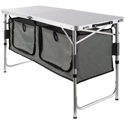 Camping Kitchen Table, Quick Set-Up Folding Camping Table, 3 Adjustable Heights, MDF Camping Table