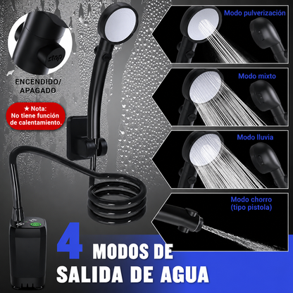 Ducha portátil para acampar: ducha recargable de 6000 mAh con cabezal, pantalla LED inteligente y bomba eléctrica